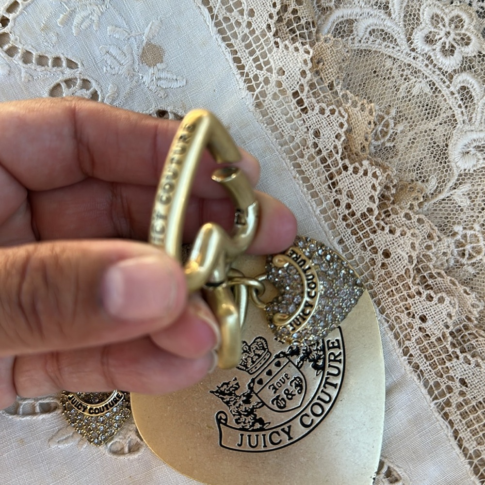 Vintage Juicy Couture Large Bag Charm Rhinestone Hearts - Picture 4 of 5